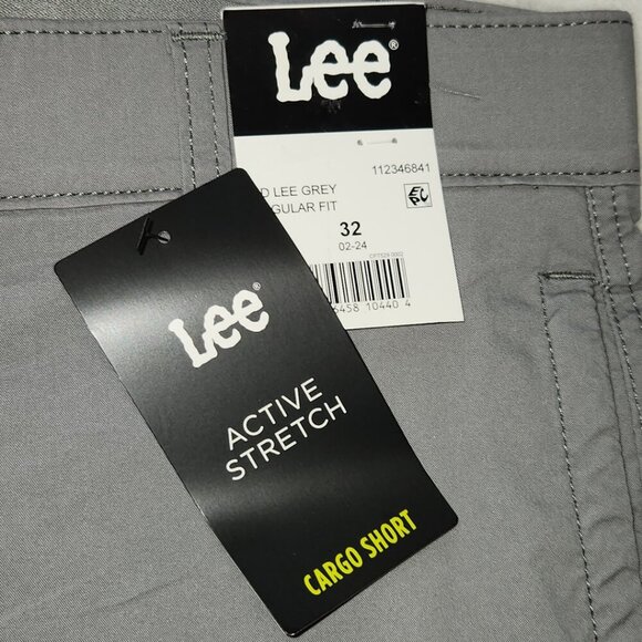 Men's Cargo Shorts, Lee, Size 32, Regular, Grey, Active Stretch, NWT Knee Length - Picture 4 of 7